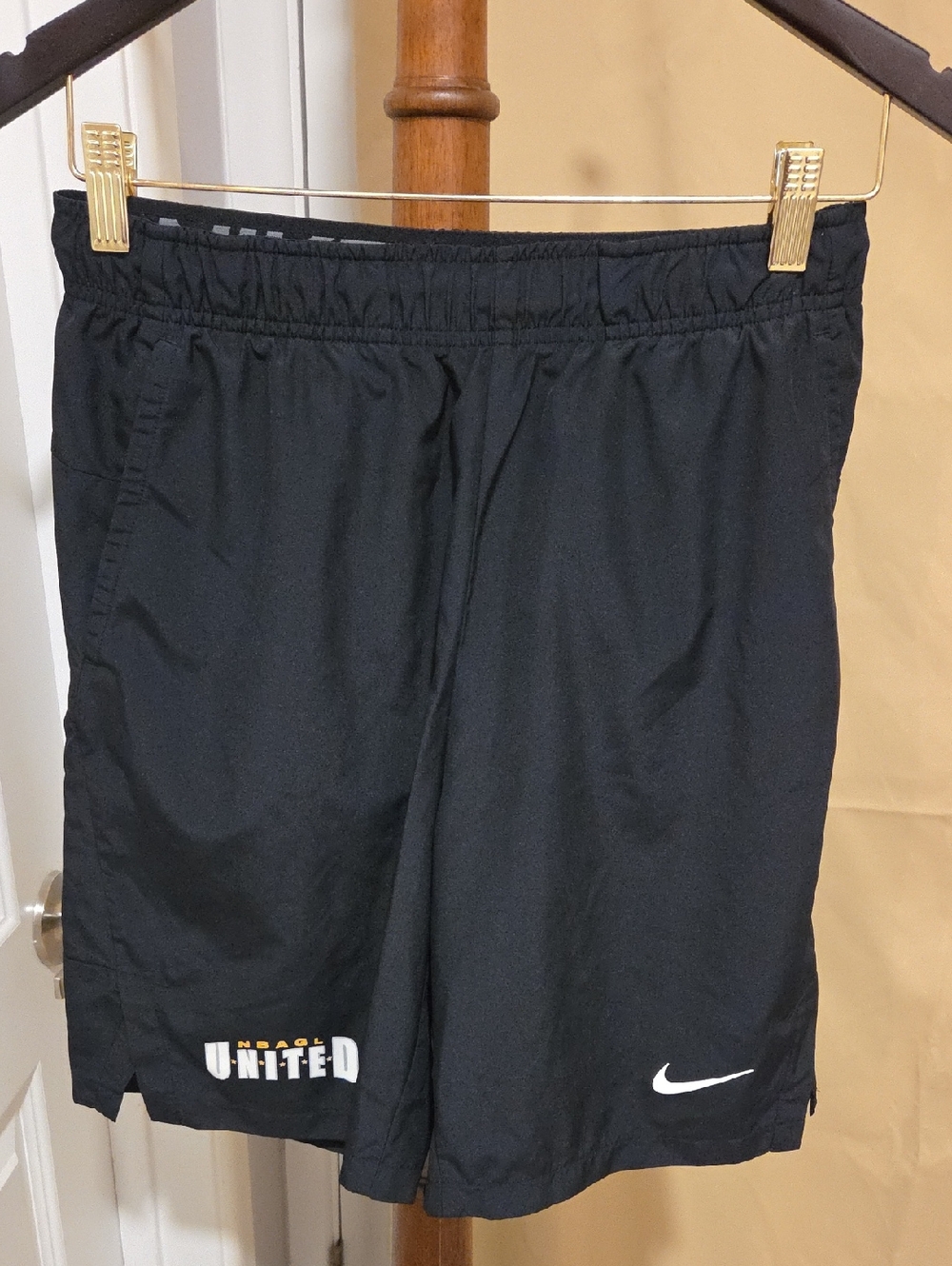 Nike Black Athletic Shorts with White Swoosh and GLeague United Graphic